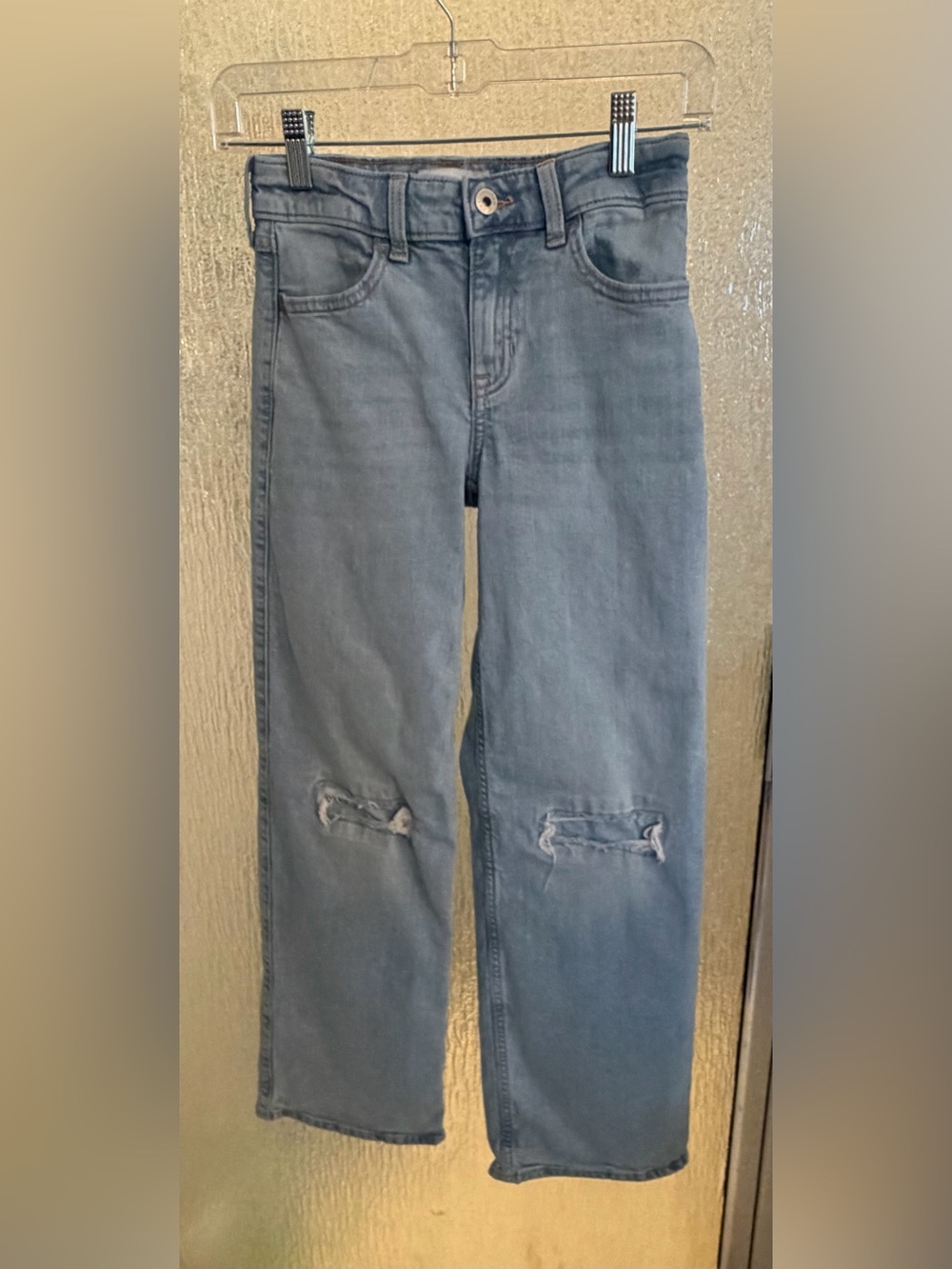 Abercrombie Kids Girls High Rise Wide Leg Jeans Light Wash Ripped EUC $28